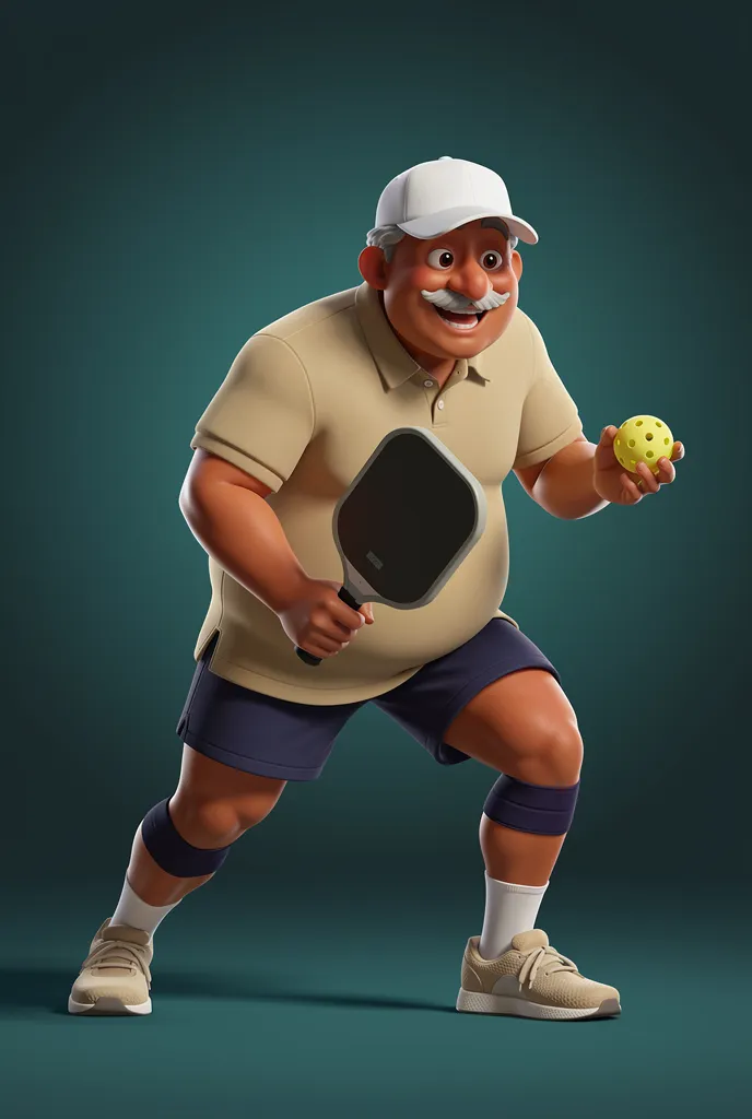 A custom athlete with a grey beard, white cap and knee sleeves